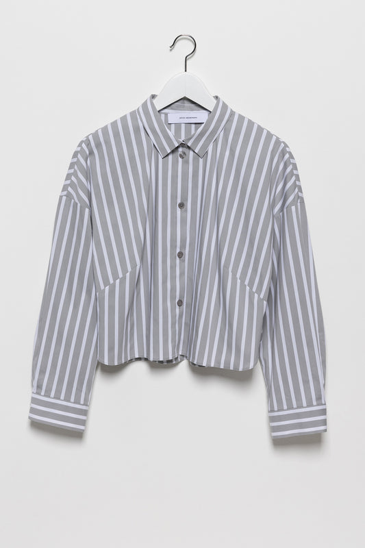 Bluse CLEO grau/weiß gestreift